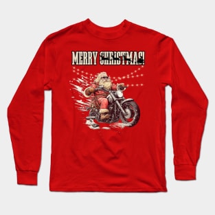 Santa Celebrate Christmas With Motorcycle Long Sleeve T-Shirt